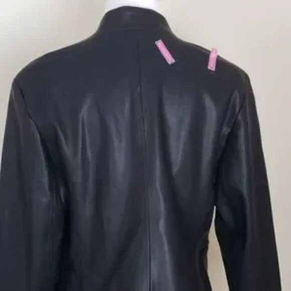 Blanknyc Black Open Front Faux Leather Blazer SZ L - Picture 6 of 6